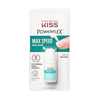 KISS PowerFlex Maximum Speed Nail Glue for Press On Nails, Super Strength Flex Formula Nail Adhesive, Includes One Bottle 3g (0.10 oz.) with Twist-Off Cap & Nozzle Tip Squeeze Applicator