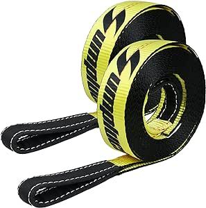 2 Pack Tow Strap 2" x 20 ft 20000 lbs Break Strength Kinetic Recovery Tow Rope with Loops,Emergency Towing Strap,Tree Saver Snatch Straps for ATV,UTV,Car,Tractor,Vehicles,Boat,Trailer Accessories