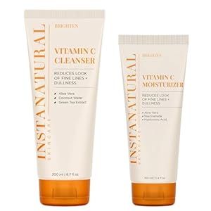 InstaNatural Vitamin C Cleanser and Moisturizer Kit, Brightens, Reduces the Look of Fine Lines and Uneven Texture, with Aloe Vera and Botanical Extracts