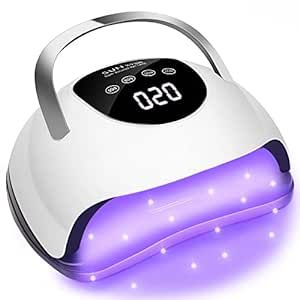 Wisdompark LED Nail Lamp 220W for Gel Nails Fast Curing Dryer with 57pcs Lamp Beads 4 Timers Professional UV Light for Home Salon Nail Art Tools White