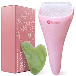 BAIMEI Cryotherapy Ice Roller and Gua Sha Facial Tools Puffiness Redness Reducing Migraine Pain Relief, Skin Care Tools for Face Massager Self Care Gift for Men Women, Valentine's Day Gifts - Pink