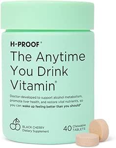 H-PROOF Alcohol Metabolism & Liver Support Vitamin with Electrolytes, Antioxidants - 40 Chewable Tablets