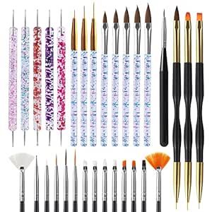 Artdone 31pcs Nail Art Brushes,Nail Art Tool Set,Nail Dotting Tools,Nail Dust Brush,Striping Nail Art Brushes for Long Lines,Nail Drawing Pen For Nail Design.…