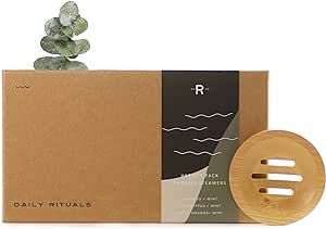 Daily Rituals Luxurious Shower Steamers, Extra-Large, Aromatherapy, Self Care, Gifts for Women & Men, Made in USA, Gifts for Women, Gifts for Men, Bridesmaid Gifts (Variety Pack w/Bamboo Plate)